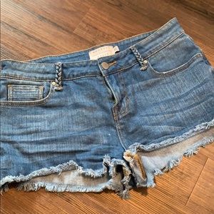 Light wash denim shorts